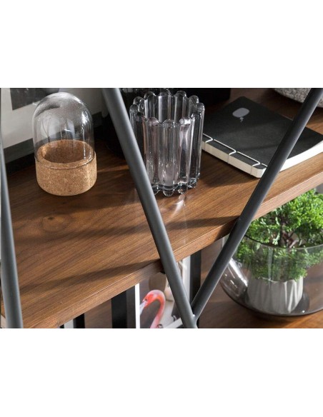 ESTANTERÍA CAGE 180x120, ACERO NEGRO Y NOGAL ESTANTERÍA CAGE 180x120, ACERO NEGRO Y NOGAL