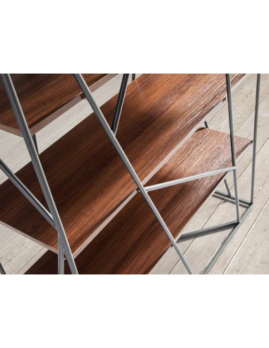 ESTANTERÍA CAGE 180x120, ACERO NEGRO Y NOGAL