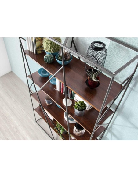 Prateleira CAGE 180x120, aço preto e nogueira Prateleira CAGE 180x120, aço preto e nogueira