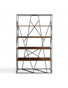 ESTANTERÍA CAGE 180x120, ACERO NEGRO Y NOGAL 2