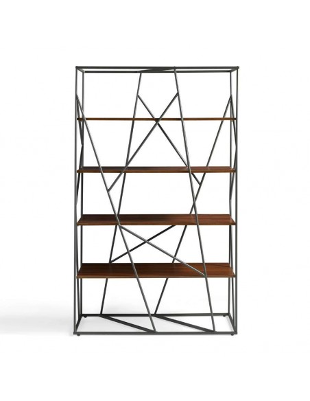 ESTANTERÍA CAGE 180x120, ACERO NEGRO Y NOGAL ESTANTERÍA CAGE 180x120, ACERO NEGRO Y NOGAL