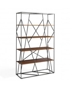 Prateleira CAGE 180x120, aço preto e nogueira