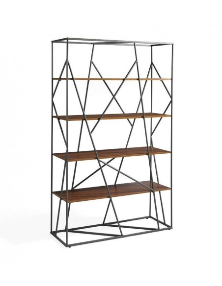 ESTANTERÍA CAGE 180x120, ACERO NEGRO Y NOGAL ESTANTERÍA CAGE 180x120, ACERO NEGRO Y NOGAL