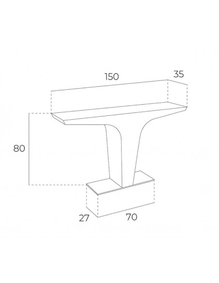 Console moderno TREMON 150x35, madeira de nogueira
