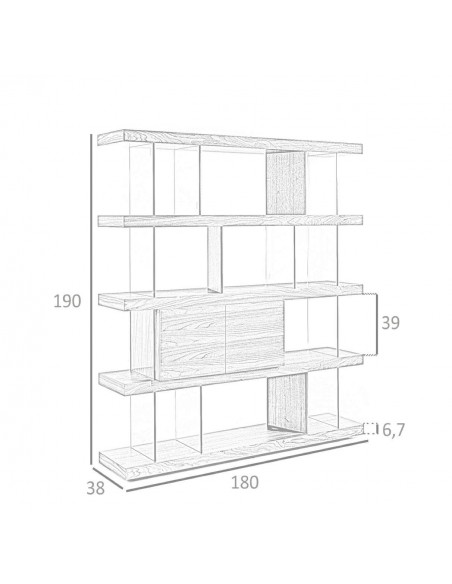 Estante de design Império 180X190, NOGUEIRA E vidro Estante de design Império 180X190, NOGUEIRA E vidro