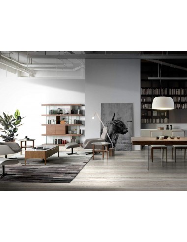 Estante de design Império 180X190, NOGUEIRA E vidro