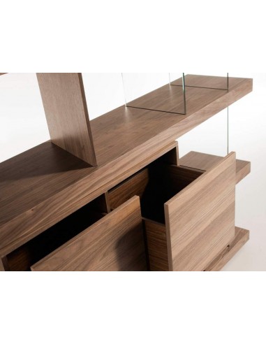 ESTANTERÍA de diseño IMPERIO 180x190, NOGAL Y CRISTAL