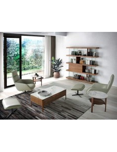 Estante de design Império 180X190, NOGUEIRA E vidro 2