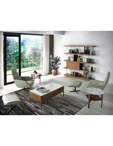 Estante de design Império 180X190, NOGUEIRA E vidro