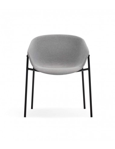 Teulat cadeira design HUG, cinza CLARO, metal preto