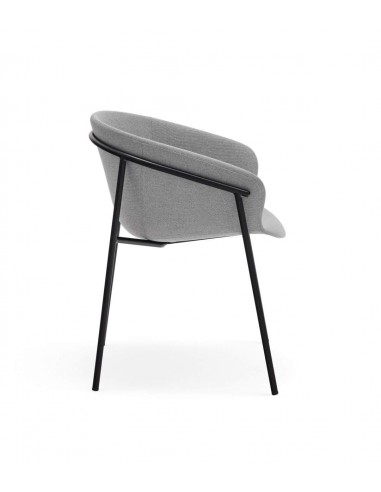 Teulat cadeira design HUG, cinza CLARO, metal preto