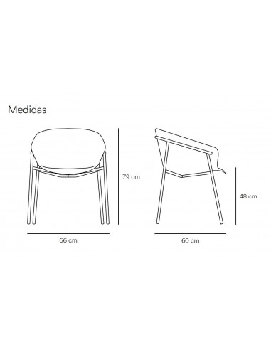 Teulat SILLA diseño HUG, GRIS CLARO, metal negro