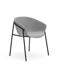 Teulat cadeira design HUG, cinza CLARO, metal preto