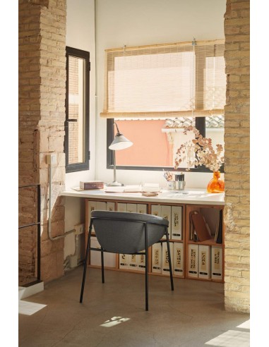 Teulat cadeira design HUG, cinza escuro, metal preto