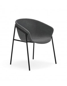 Teulat SILLA diseño HUG, GRIS OSCURO, metal negro