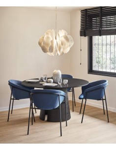 Teulat cadeira design HUG, azul escuro, metal preto 2