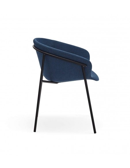 Teulat cadeira design HUG, azul escuro, metal preto