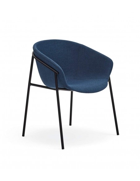 Teulat cadeira design HUG, azul escuro, metal preto