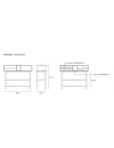 Teulat Console de design CORVO 120X35, creme, Carvalho