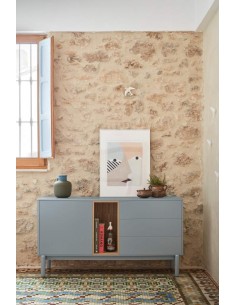 TEULAT aparador de diseño CORVO 140x40,color gris perla. 2