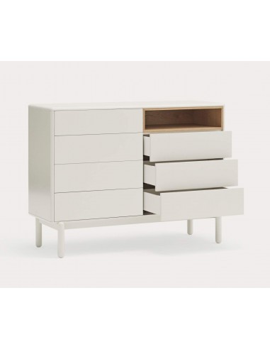 TEULAT confortável CORVO 120x40, 7 gavetas, creme