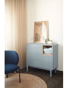 TEULAT COMODA CORVO 90x40, 4 cajones,COLOR GRIS PERLA 2