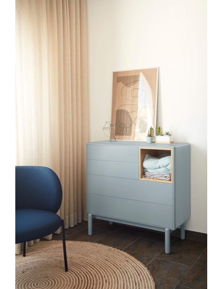 TEULAT COMODA CORVO 90x40, 4 cajones, GRIS PERLA TEULAT COMODA CORVO 90x40, 4 cajones, GRIS PERLA