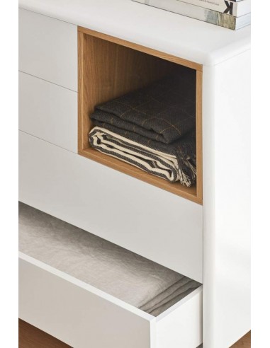 TEULAT COMODA CORVO 90x40, 4 gavetas, creme, Carvalho