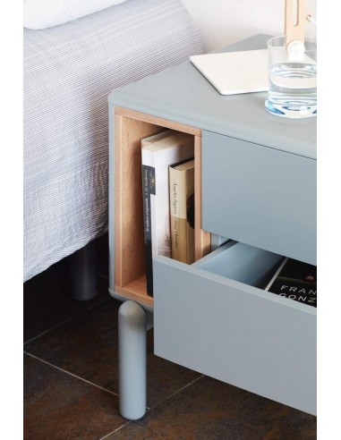 TEULAT mesa de cabeceira CORVO 48X35, cinza pérola, Carvalho