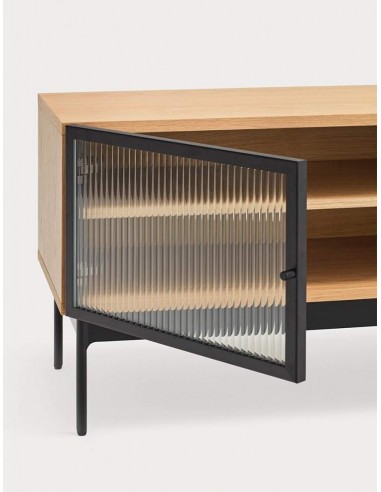 TEULAT MUEBLE TV BLUR 180X40, ROBLE, CRISTAL