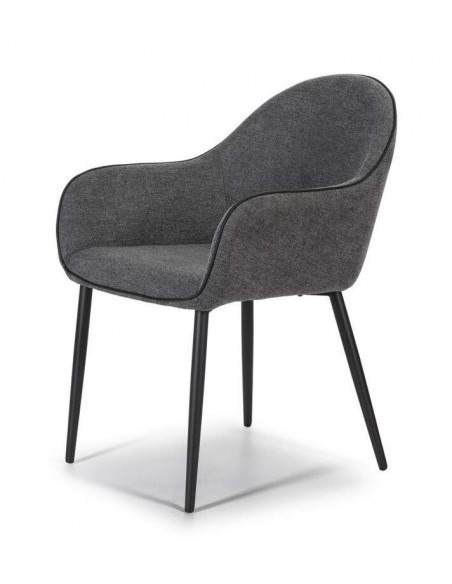 SILLA CON BRAZOS KONIE, tela, metal