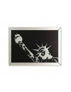 Cuadro de ESPEJO estatua libertad 120x80, cristal faceteado.