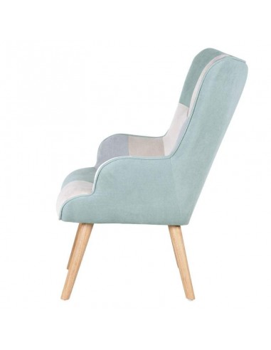 Butaca nórdica Florida, tela patchwork, madera