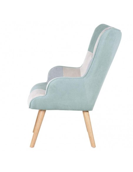 Butaca nórdica Florida, tela patchwork, madera Butaca nórdica Florida, tela patchwork, madera