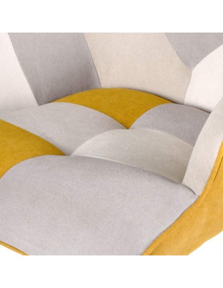 Butaca nórdica Florida, tela patchwork, madera Butaca nórdica Florida, tela patchwork, madera