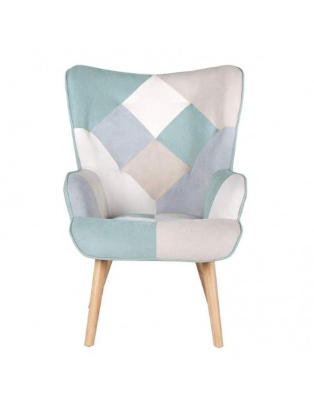 Butaca nórdica Florida, tela patchwork, madera Butaca nórdica Florida, tela patchwork, madera
