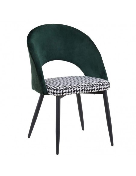 Cadeira Gael, Mid Century, estofado verde com pé de galinha