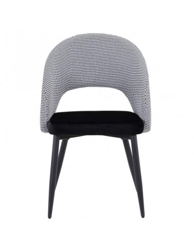 Cadeira Gael, Mid Century, estofados preto Houndstooth