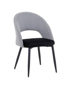 Cadeira Gael, Mid Century, estofados preto Houndstooth
