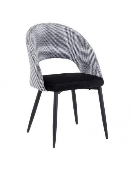 Silla Gael, mid Century, tapizado pata de gallo negro