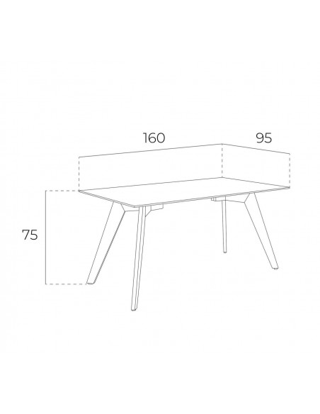 Angel Cerdá 1031, Mesa de jantar de design 160x95, vidro, nogueira