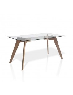 Angel Cerdá 1031, Mesa de jantar de design 160x95, vidro, nogueira