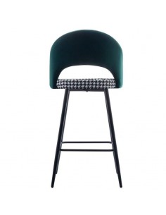 Taburete CLEO, metal, tapizado verde con pata de gallo. 2