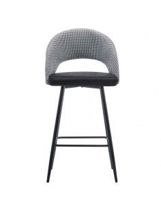 Taburete CLEO, metal, tapizado pata de gallo con negro. 2