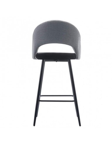 Taburete CLEO, metal, tapizado pata de gallo con negro.