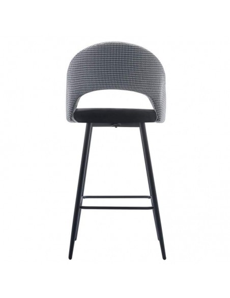 Taburete CLEO, metal, tapizado pata de gallo con negro.