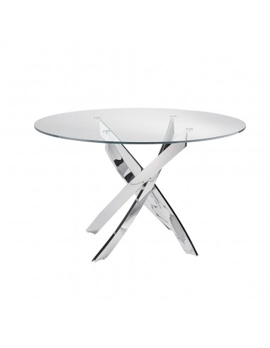 Mesa redonda Marea 100, cristal, cromada