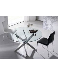 Mesa redonda Marea 100, cristal, cromada 2