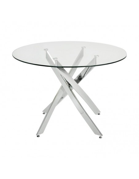 Mesa redonda Marea 100, cristal, cromada Mesa redonda Marea 100, cristal, cromada