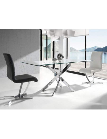 Mesa de design maré 150X90, vidro, cromada Mesa de design maré 150X90, vidro, cromada